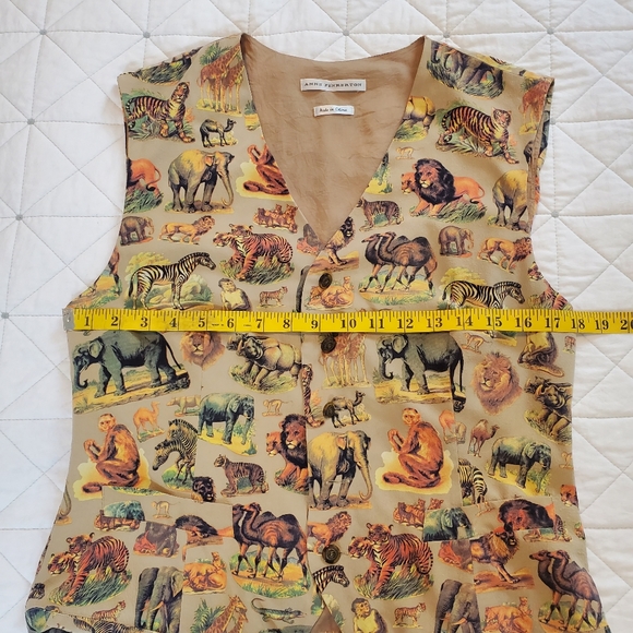Unique Vintage Silk animal Vest by Anne Pinkerton! Size Large. - Picture 6 of 10